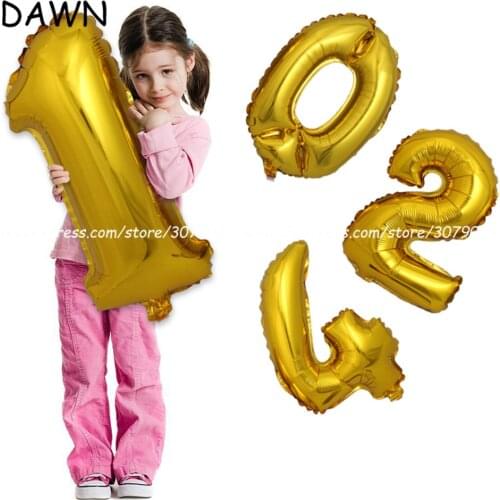 1PC 32inch Gold Silver Number Balloon Digit Foil Helium Balloons Wedding Decoration Birthday Party Celebration Air Balloon