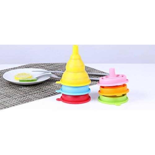 1 pc DIY Food-Grade Folding Silicone Funnel Household Liquid Dispensing Mini Funnel Random Color Kitchen Tool