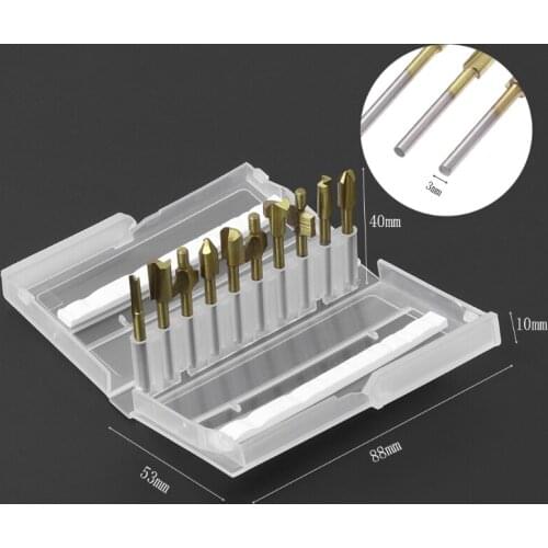 10Pcs Titanium Router Wood Milling Cutter Bits Fits Rotary Tool Set 1/8" Shank LS'D Tool