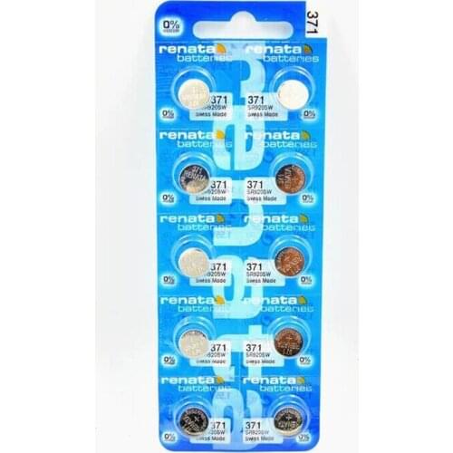 10Pcs/pack 100% Renata Brand 371 SR920SW LR69 LR920 AG6 Watch Battery
