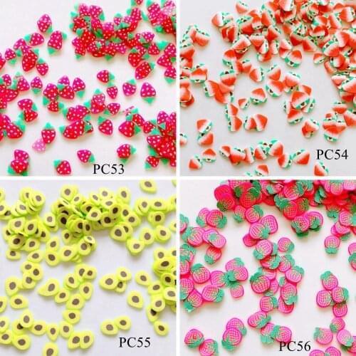 100g/bag Polymer Clay Slices Fruit Designs polymer clay slices Strawberry Avocado Peach Pineapple PC53-56