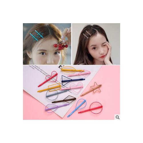 100set/lot 2pcs/set Pierced Loving Heart Triangle Hair BB Clip Suits Bang Round Hairpins Hair Styling Tools Accessories HA1188