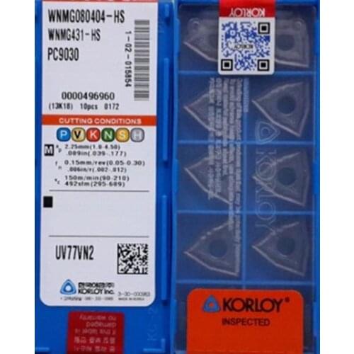 100% original WNMG080404-HS WNMG080408-HS PC9030 50pcs KORLOY Carbide insert Processing: stainless steel