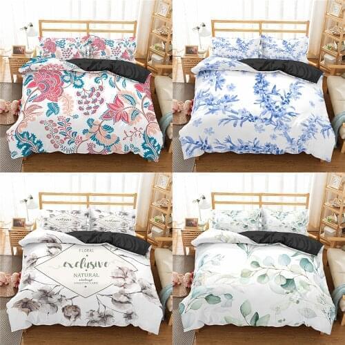 2/3Pcs Fashion 3D Duvet Cover Floral Bedding Sets Edredon Single Leaves Pattern Printed Luxury Children Kids Comforter cover