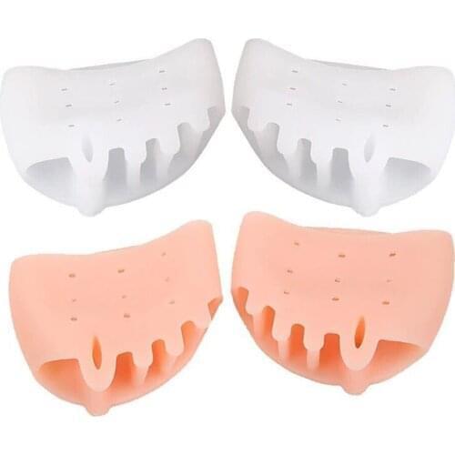 2pcs/set Silicone Comfortable Toe Braces 5-holes Toe Separators Hallux Valgus Straightener Orthodontic Foot Toe Braces Foot Care