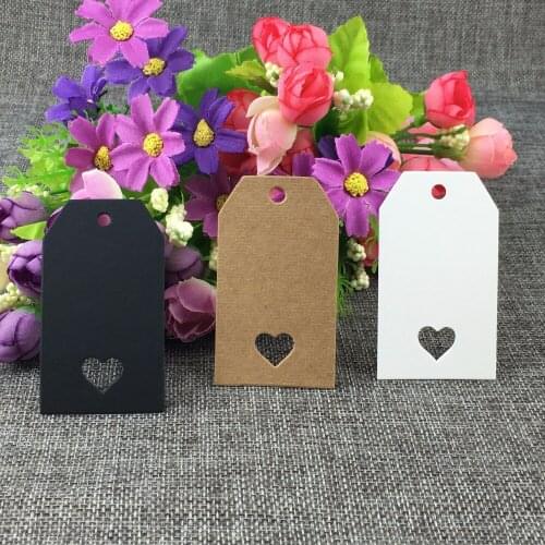 200pcs7x4cm Hollow Heart Kraft Paper Card Wedding Favour Gift Tag Luggage Tag Price Label