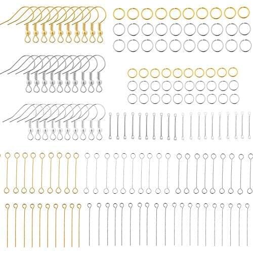220Pcs Earring Hooks Jump Rings Gold Color Connectors Open Rings Set for DIY Earring Jewelry Making Findings Accessories