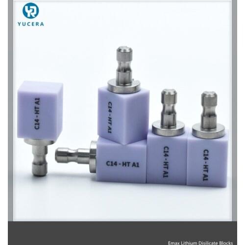 5 Piece C14 LT Lithium Disilica CAD CAM Emax Dental Glass Ceramic Blocks for Sirona Cerec Inlab Chair Side Block Yucera