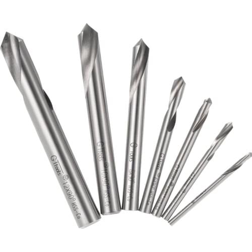 7pcs Drill M42 HSS High Speed Steel Cobalt Spotting Drill Bits Set Round Shank 90 Degree Drilling kits Chamfering Tool