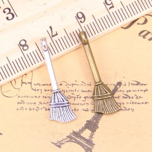 96pcs Jewelry Charms beson broom 27x10mm Antique Silver Plated Pendants Making DIY Handmade Tibetan Silver Jewelry