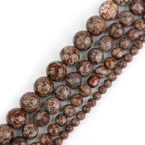 Natural Stone Beads Faceted Brown Snowflake Beads Round Loose Beads For Jewelry Making DIY Bracelet 4/6/8/10mm 15