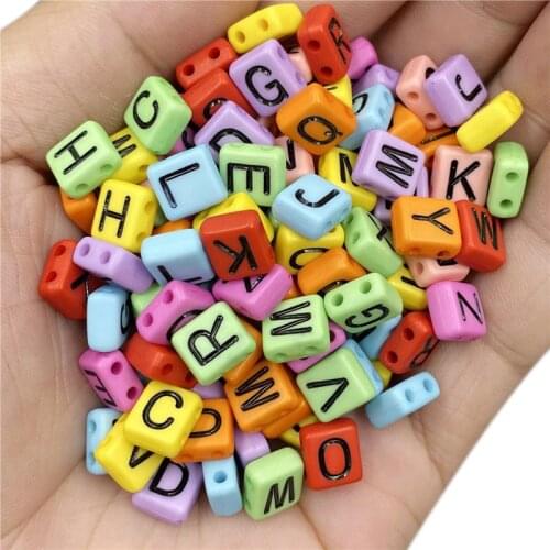 40Pcs 9*8mm Square Letter Double Hole Beads DIY Jewelry Making Pendant Necklace Bracelet Finding Charms