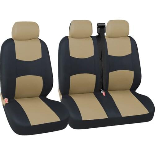 Beige Car Seat Cover Truck Interior Accessories 1+2 Seat Covers Fit Universal Transporter/Van For Renault Peugeot Opel Vivaro
