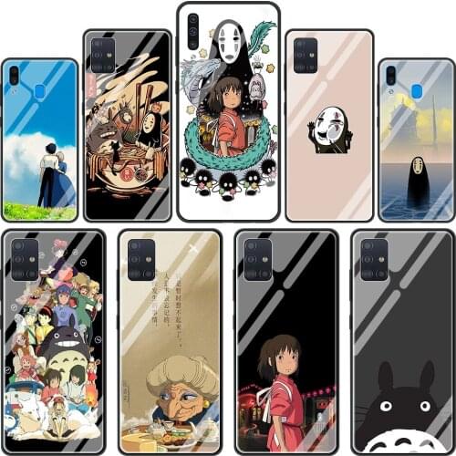 Japan Spirited Away Glass Phone Case for Samsung Galaxy A51 A50 A71 5G A70 M31 A31 A30 A21s A91 M51 A10 A40 A41 M30s A11 Cover
