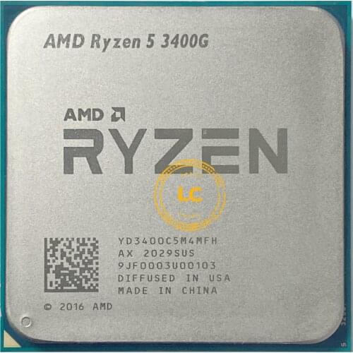 AMD Ryzen 5 3400G R5 3400G 3.7 GHz Quad-Core Eight-Thread 65W CPU Processor YD3400C5M4MFH Socket AM4