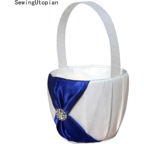 Flower Romantic Bowknot Wedding Ceremony Party Rose Flower Girl Makeup Basket Flower Girl Basket Wedding Ceremony Party Wedding