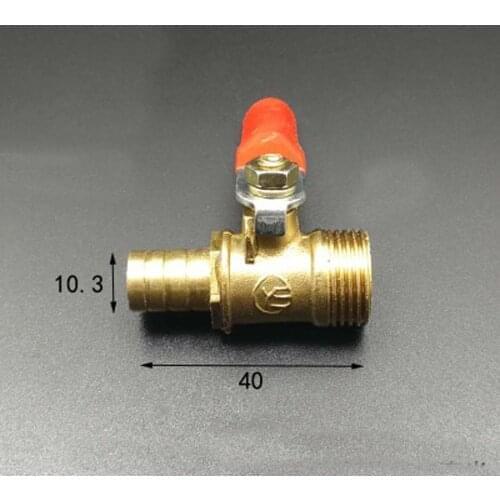 DN10 3/8" BSP Male x 10mm Hose Barb Tail Brass Ball Valve Water Gas 57 PSI Hole 7mm With Red Handle