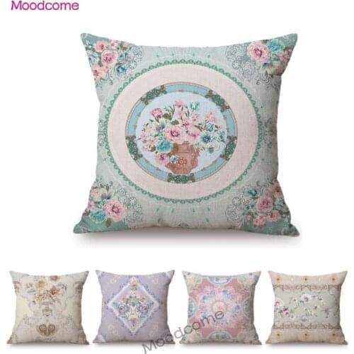 Elegant European Royal Court Pink Floral Noble Art Luxury Design Home Decor Sofa Pillow Case Princess Girl Room Cushion Cover