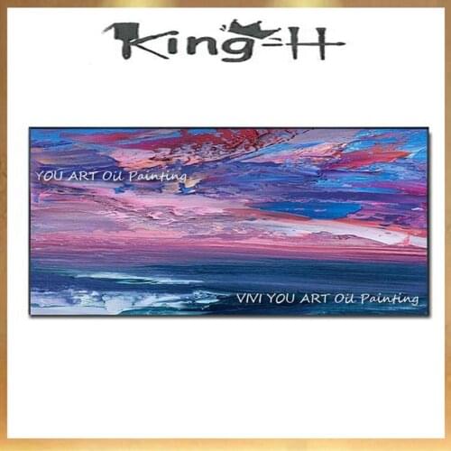 Purple Sunset Glow Paintings Hand Painted Modern Coloring Abstract Oil Painting on Canvas Picture For Living Room Home Decor