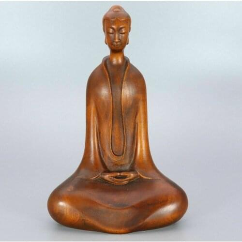 Chinese Exquisite Hand-carved Luohan Carving Boxwood statue