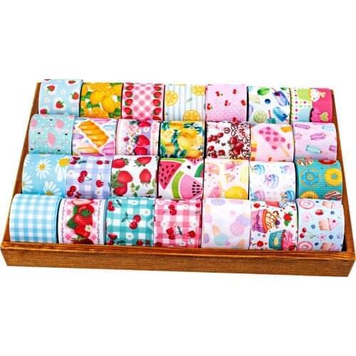 Mixed Random Sunmer Fruit Pattern Printed Grosgrain Ribbon 38mm for DIY Hair Bow Handmade Material Headdress