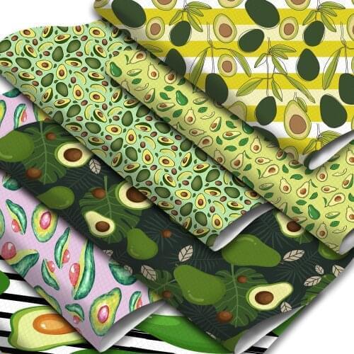 Fruit Theme Faux Leather Sheets Avocado Printed Synthetic Leather Fabric for DIY Handmade Earrings Hair Bows Handbag Crafts
