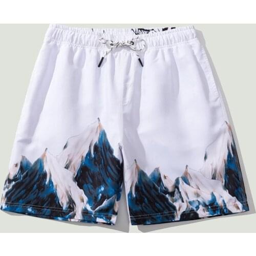 Fashion Chinese Style Beach Shorts Big Letters Printed Mens Shorts Summer New Casual Loose Double Lining Beach Pants for Mens