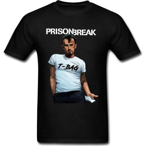 Prison Break T-bag T-shirt Mens Funny Man Clothing Black T Shirt Summer Printed Tops Cotton Tees Hipster Designer Tshirt
