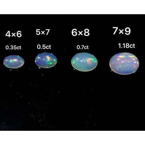 Natural opal bare stone ring surface single grain specifications: 4x6mm, 5x7mm, 6x8mm, 7x9mm