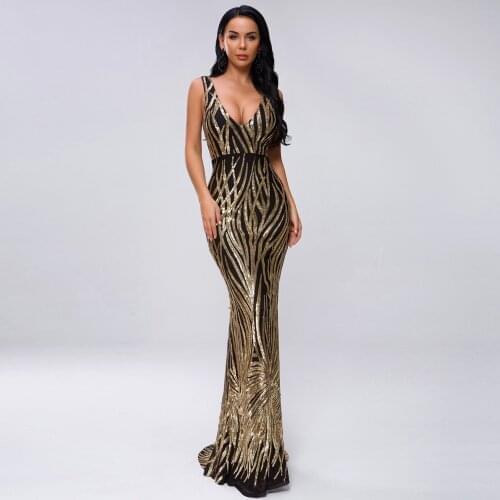 2020 New Sexy Deep V-neck Evening Dresses Sequined Party Evening Dresses Mermaid Dresses Formal Dresses Evening Gown