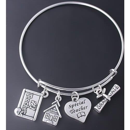 New design school graduation teacher gift jewelry bracelet special teacher ancient pendant bangle