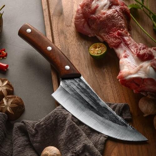 Handmade Carbon Steel Boning Knife Forged Serbian Chef Camping Outdoor Kitchen Knife Meat Cleaver Vege Knife Kitchen Cutter