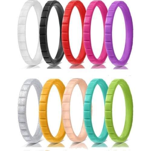 10pcs/lot Eco-Friendly Engagement Silicone Rings for Women Mens Wedding Rings Finger Rubber Bands Rings Crossfit Silicon Rings