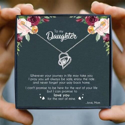 Girl Necklaces for Daughter Mother Gifts Heart Pendant Necklace Jewelry Women Choker Necklaces Pendants Collares Bijoux Birthday