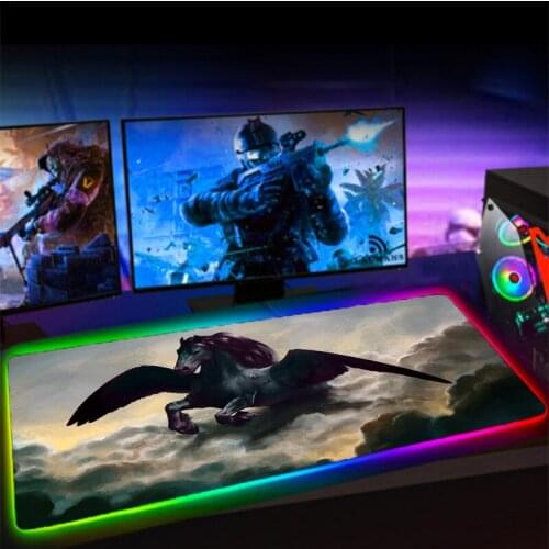Pegasus oil painting RGB computer keyboard mousepad LED painted gaming accessories deskmat rubber waterproof non-slip carpet pad