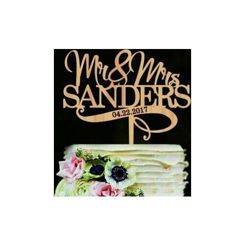 Personalized Custom Name and Date Wedding Cake Topper Mr and Mrs Wedding cake topper Decor Supplies Birthday Casamento Tableware