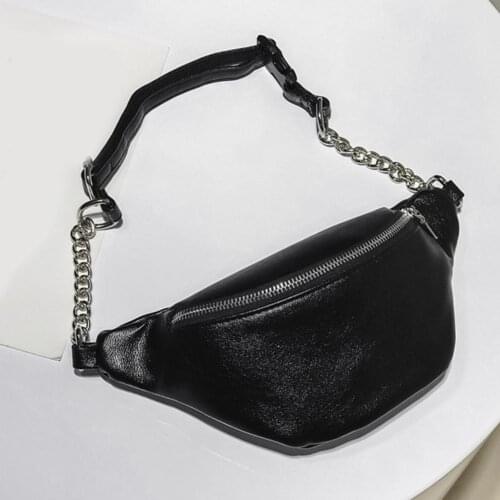2019 Newest Hot Metal Chain Lychee Leather Fanny Pack Waist Bag Casual Waterproof Anti-theft Women Band belt Multi-function Bag