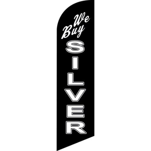 Factory Direct Sale Custom We Buy Silver Outdoor Feather Flag 110g Knitted Polyester Feather Flag Single Sided