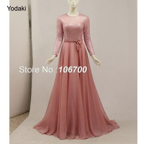 Real Photos Long Sleeves Lace Prom Dresses New A Line O Neck With Rhinestone Crystal Beading Sheer Long Chiffon Evening Gowns