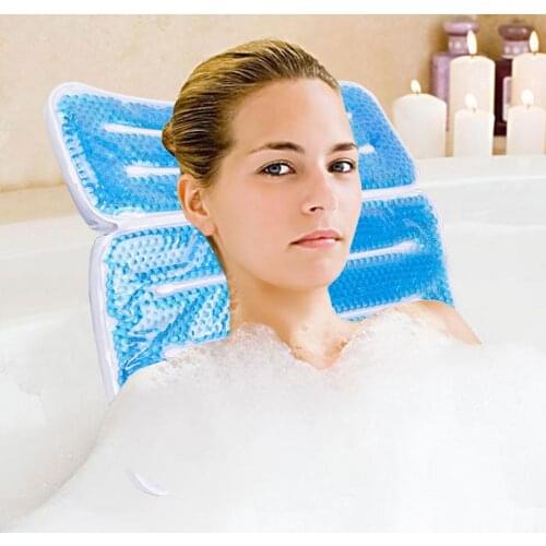 Luxury Bath Pillow Ergonomic Bathtub Spa Pillow with Suction Cups Relaxing Massage Big Suction Cup Bathtub Neck Back Relaxing