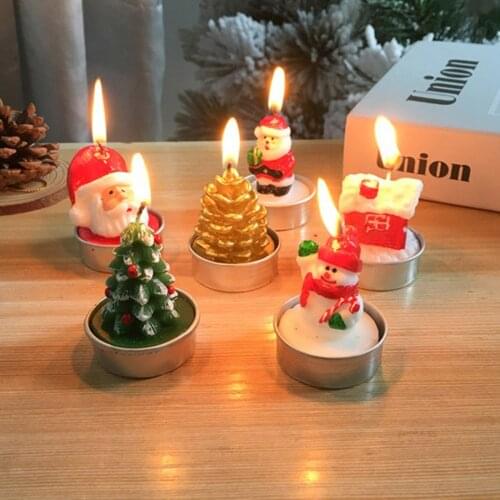 3Pcs/Set Christmas Candles Santa House Snowman Xmas Tree Paraffin Candles Wedding Party Festival Decoration Candles Decor Light
