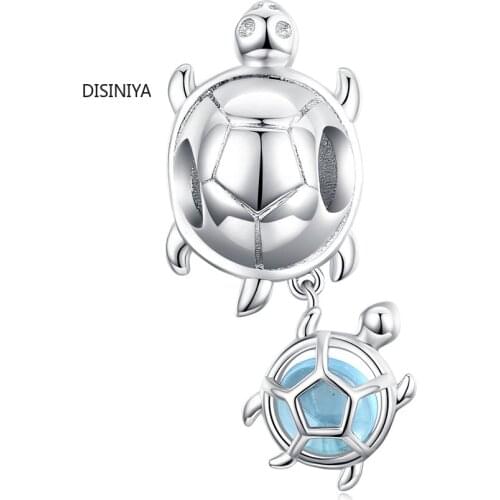 DISINIYA 925 Sterling Silver Sea Turtles Charm for Original Silver Plated platinum Bracelet Fine Jewelry DIY Bangle BSC332