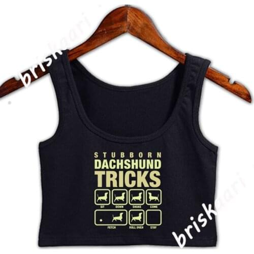 Stubborn Dachshund Tricks Crop Top Women For Girls Design Natural Summer Plus Size 4xl Tank Top Leisure Anti-Wrinkle Vest
