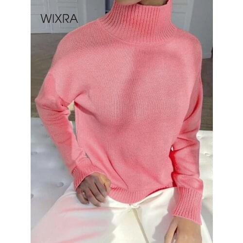 Wixra Basic Turtleneck Sweaters Women Pullover Jumper New Korean Chic Fashion Autumn Winter Ladies Solid Knitwear Top