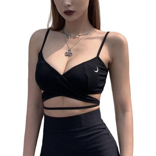 Sexy Womens Sling Wrapped Tanks Tops Fall Party Solid Color Sliming Club Elastic V-Neck Lace-up Pleated Clothes Vest