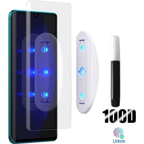 Lamorniea 100D UV Screen Protector for Xiaomi Mi 10 pro full Tempered Glass for Xiaomi 10 lite cc9 mi 10 p30 pro UV glue glass