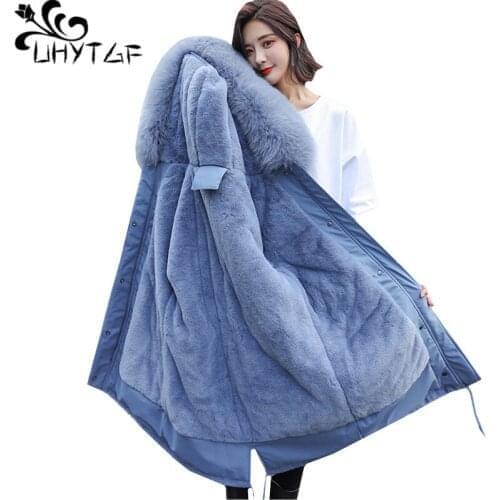 UHYTGF 2019 Parker down cotton womens outerwear Mid-length Korean thick winter coats snow warm plus size tops parkas mujer 298
