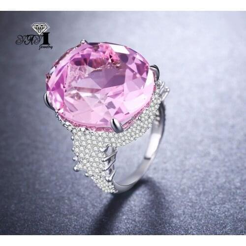 YaYI Jewelry Princess Cut Huge Pink 18*22mm Claw Set Over 200pcs Little Cubic Zirconia Silver Color Wedding Party Lovers Rings