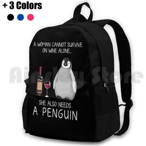 Penguin And Wine Funny Penguin Lover Outdoor Hiking Backpack Riding Climbing Sports Bag Penguin Penguin Lovers Penguin Penguin