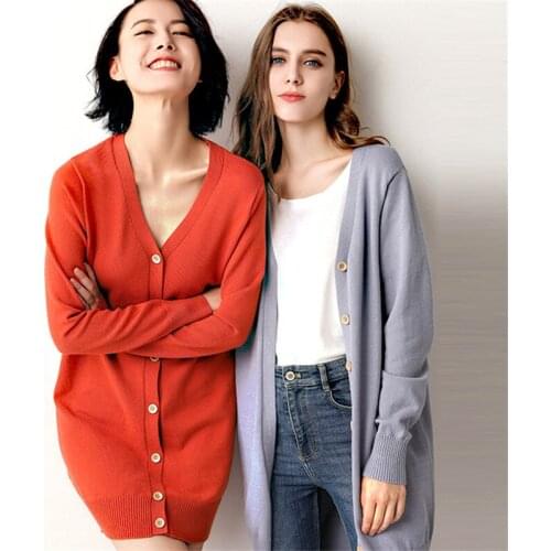 Spring Autumn Long Cardigan Womens Sweater Knit Jacket Plus Size 3XL Single-breasted V-neck Female Cardigans Sweater Coat 2131